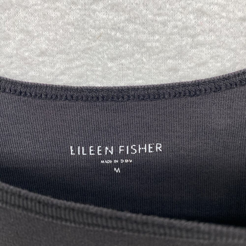 EILEEN FISHER Tank Top M Organic Cotton Ribbed Jersey Cami Slim Scoop Neck Black - Picture 5 of 10